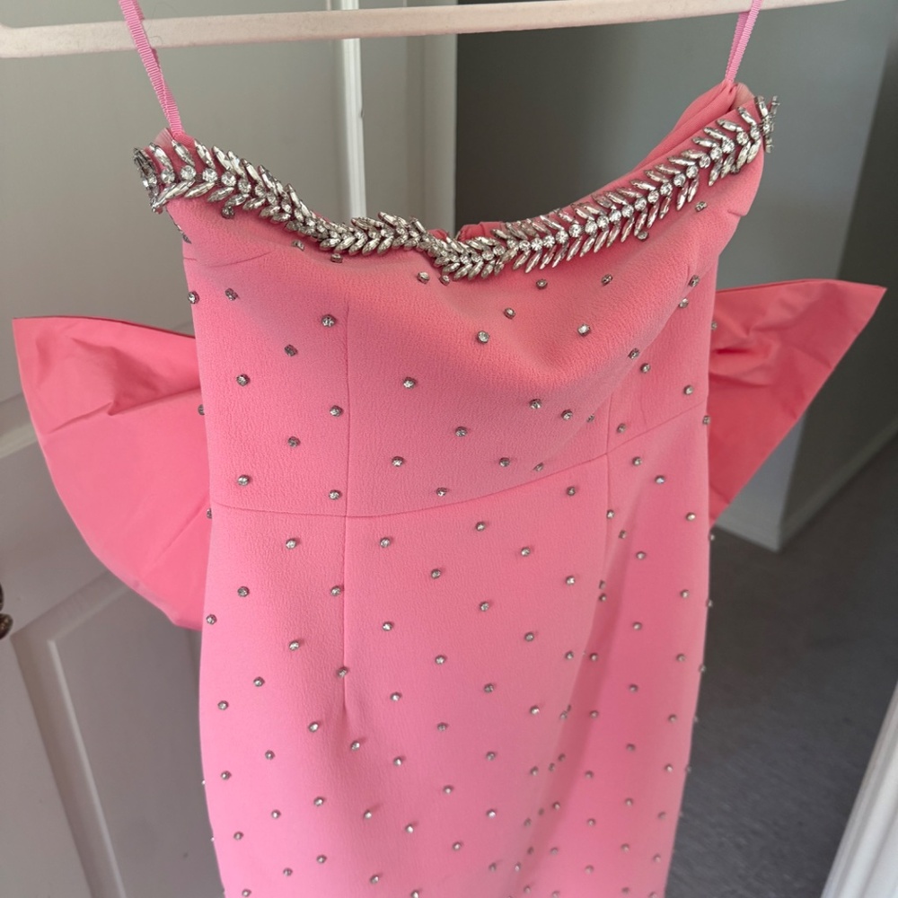 ✨ NWT Rebecca Vallance Brittany Bow Embellished Midi Dress | Pink | US 0 / AUS 4 - Picture 5 of 12